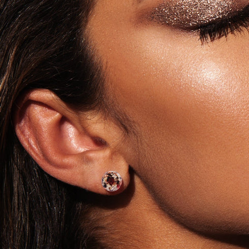 Merlot | .925 Sterling Silver | Firefly Glass Stud Earrings
